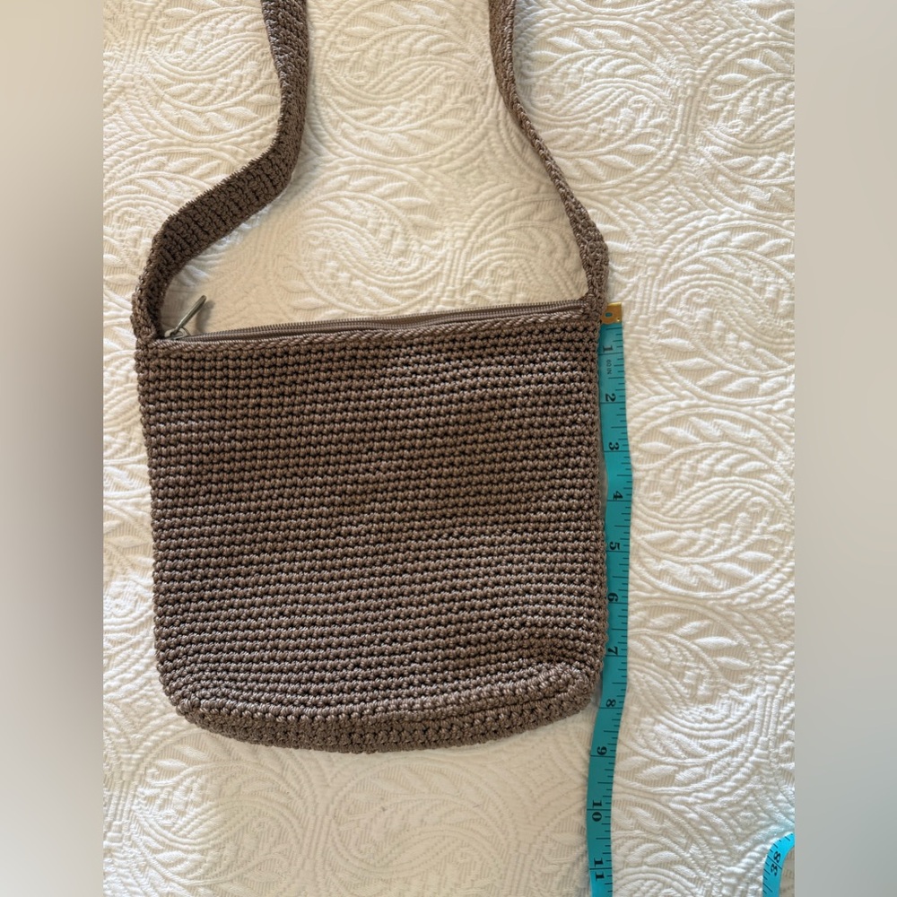 LE SAK - The SAK - Small Taupe Khaki Tan Crochet Crossbody Bag - Picture 6 of 9